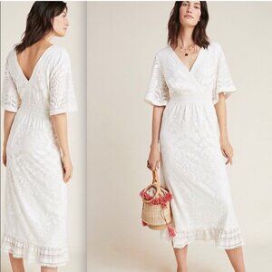 Farm Rio x Anthropologie Devore White Lace Maxi Dress